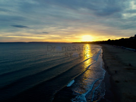 Aerial image of Bournemouth beach taken at sunset